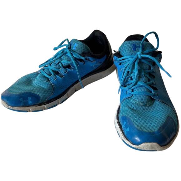 Under Armour Micro G Blue Running Shoe Sneaker Leather Mesh Men's Size 11 GOOD - Picture 1 of 10